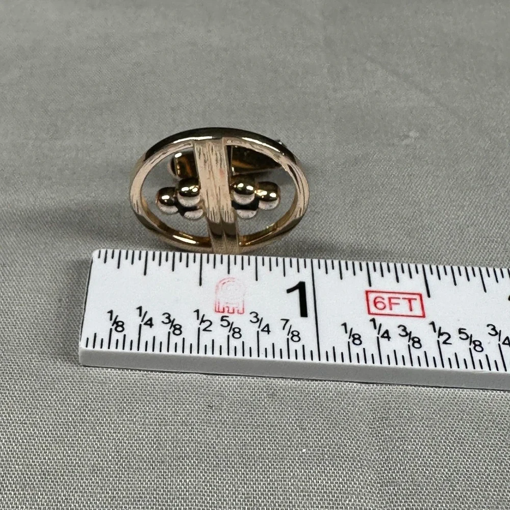 Vintage Swank Gold‎ Tone Cufflinks Modernist Circle Bar Design Mens Jewelry